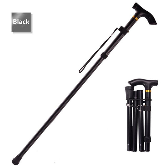 Ultralight Folding Trekking Pole, 4-Section Aluminum a-black by HitMyNeed