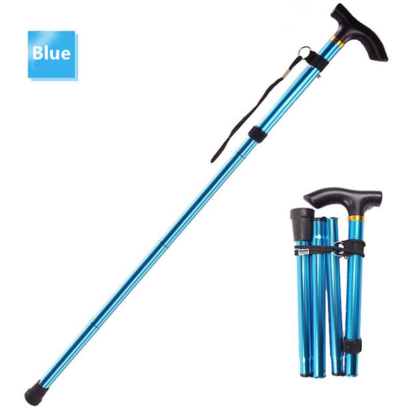 Ultralight Folding Trekking Pole, 4-Section Aluminum a-blue by HitMyNeed