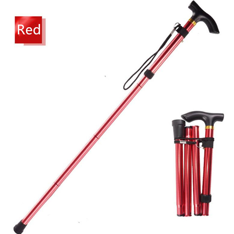 Ultralight Folding Trekking Pole, 4-Section Aluminum a-red by HitMyNeed