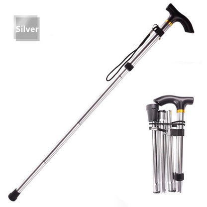 Ultralight Folding Trekking Pole, 4-Section Aluminum a-silver by HitMyNeed