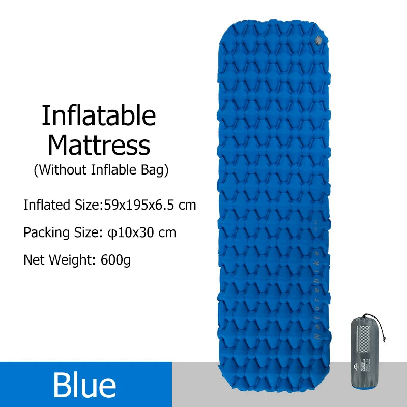 Ultralight Inflatable Camping Mattress Sleeping Pad blue-only-mat by HitMyNeed