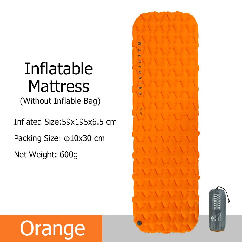 Ultralight Inflatable Camping Mattress Sleeping Pad orange-only-mat by HitMyNeed