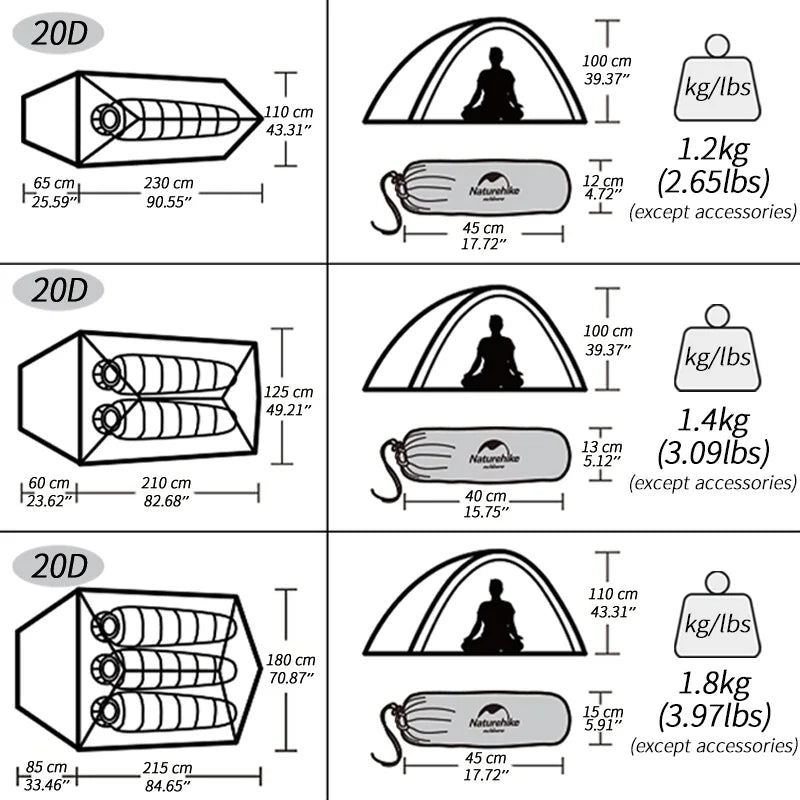 Ultralight Waterproof Camping Tent 1-3 Person by HitMyNeed
