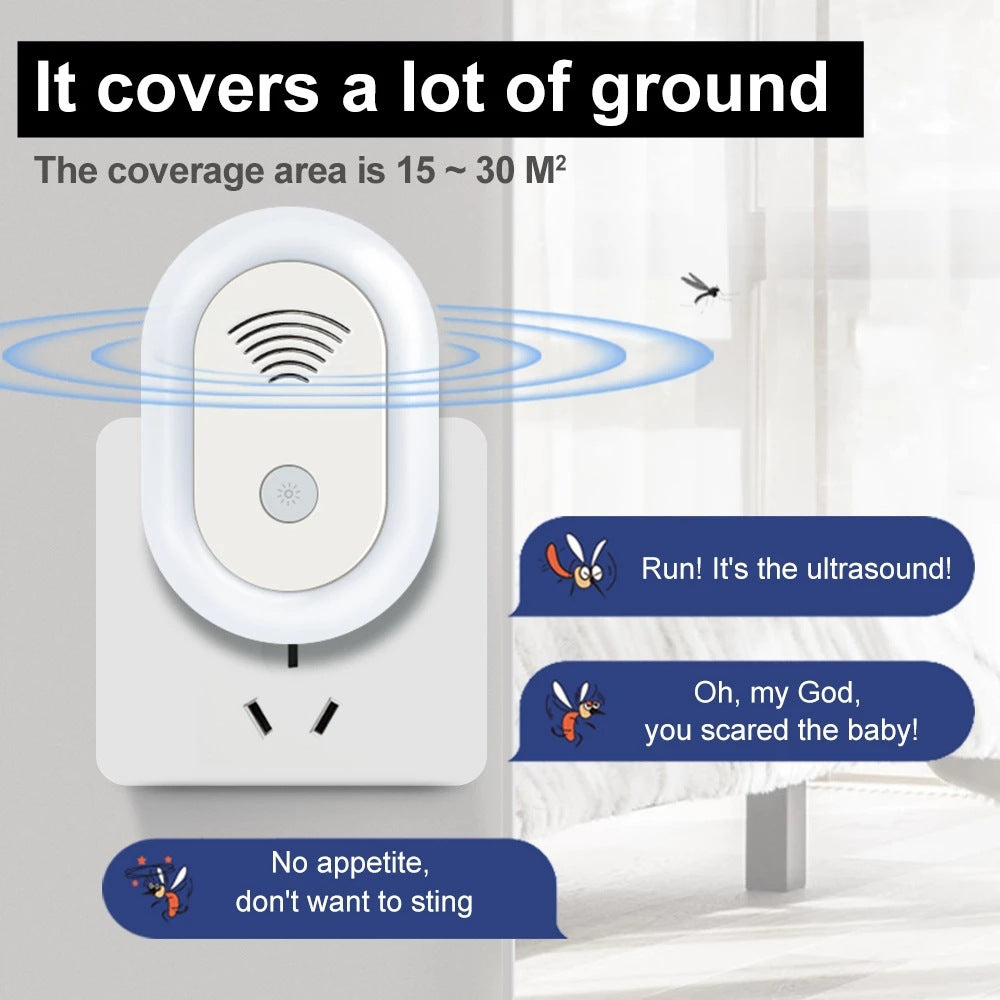 Ultrasonic Mosquito Repellent with Night Light EU Plug by HitMyNeed
