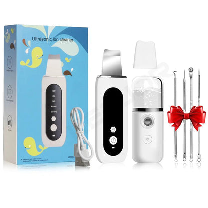 Ultrasonic Skin Scrubber Blackhead & Pore Cleaner white-kit-add-gift by HitMyNeed