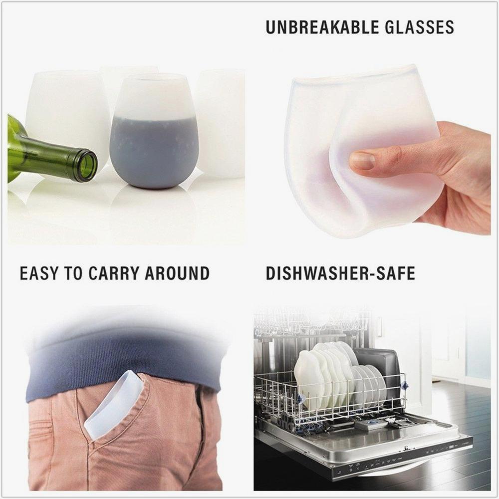 Unbreakable Silicone Wine Glasses Set of 4 by HitMyNeed
