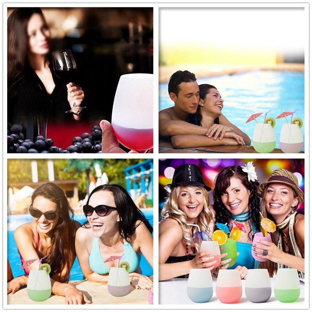 Unbreakable Stemless Silicone Wine Glasses by HitMyNeed