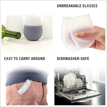 Unbreakable Stemless Silicone Wine Glasses by HitMyNeed