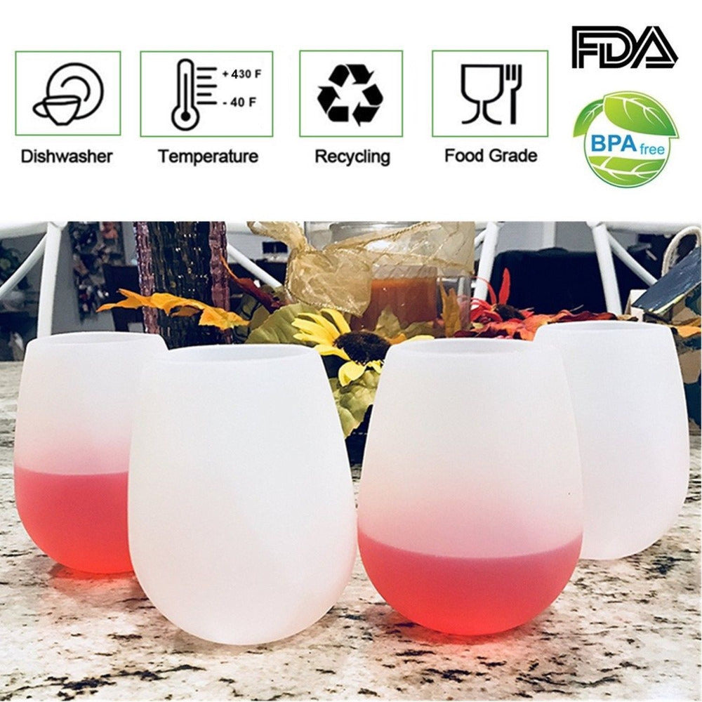 Unbreakable Stemless Silicone Wine Glasses by HitMyNeed