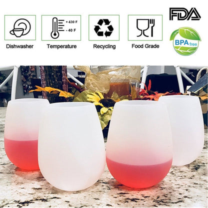 Unbreakable Stemless Silicone Wine Glasses by HitMyNeed