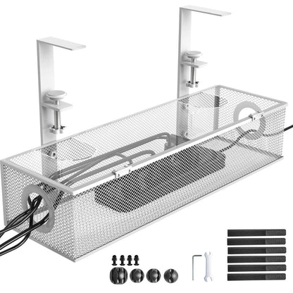 Under Desk Box Tray with Clamp Mount, 1 Pack white by HitMyNeed
