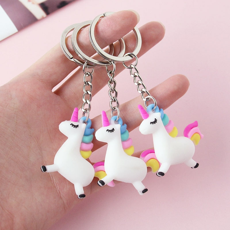 Unicorn Keychain with Pom Charm Keyring by HitMyNeed