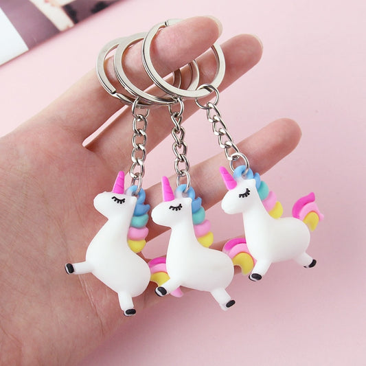 Unicorn Keychain with Pom Charm Keyring by HitMyNeed