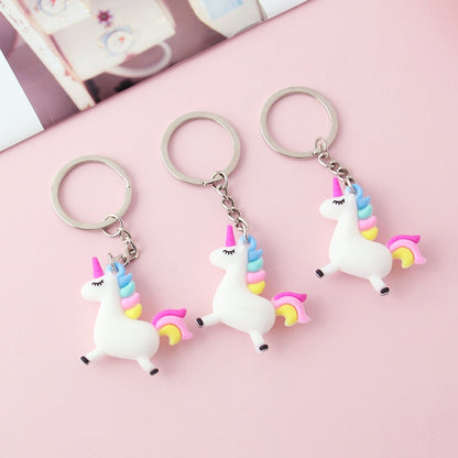 Unicorn Keychain with Pom Charm Keyring by HitMyNeed