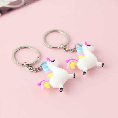 Unicorn Keychain with Pom Charm Keyring by HitMyNeed