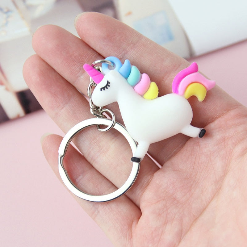 Unicorn Keychain with Pom Charm Keyring by HitMyNeed