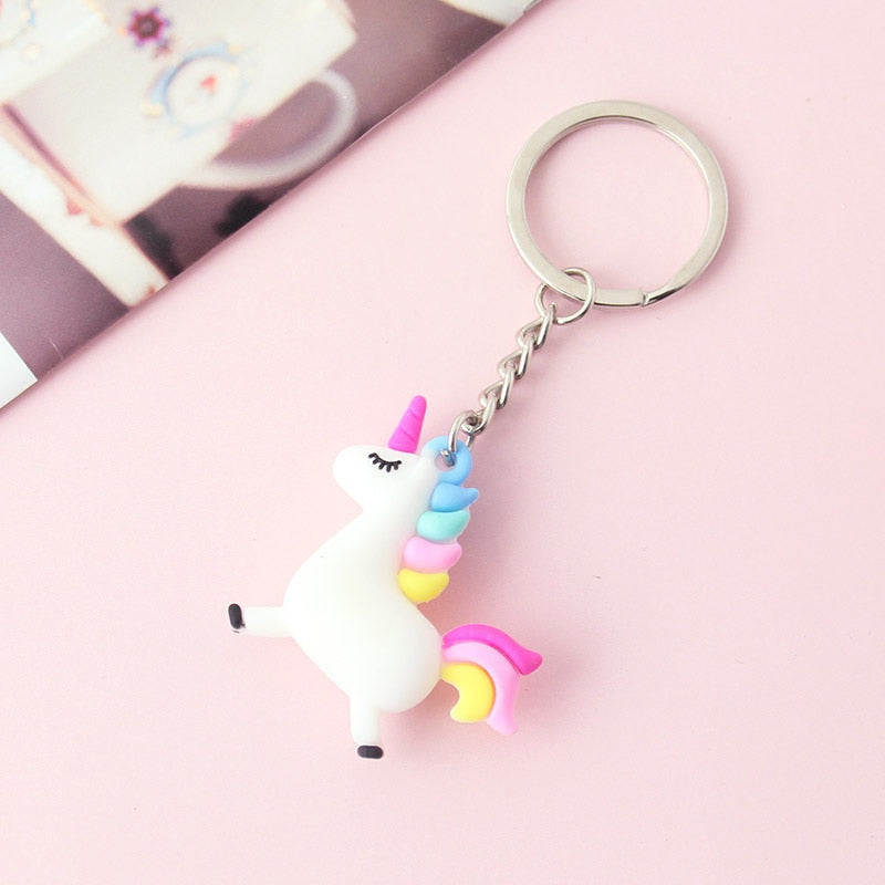 Unicorn Keychain with Pom Charm Keyring by HitMyNeed