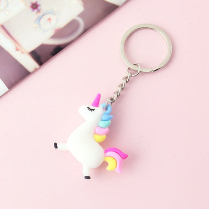 Unicorn Keychain with Pom Charm Keyring by HitMyNeed