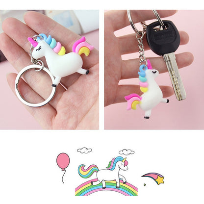 Unicorn Keychain with Pom Charm Keyring by HitMyNeed