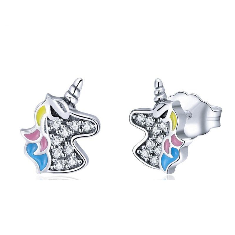 Unicorn Stud Earrings in 925 Sterling Silver by HitMyNeed
