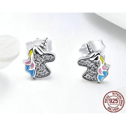 Unicorn Stud Earrings in 925 Sterling Silver by HitMyNeed