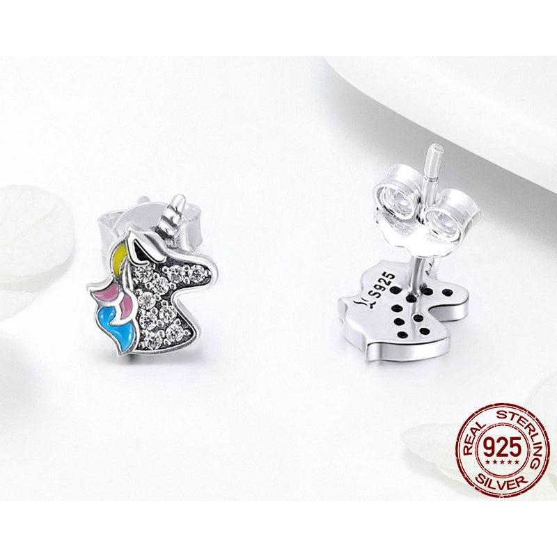 Unicorn Stud Earrings in 925 Sterling Silver by HitMyNeed