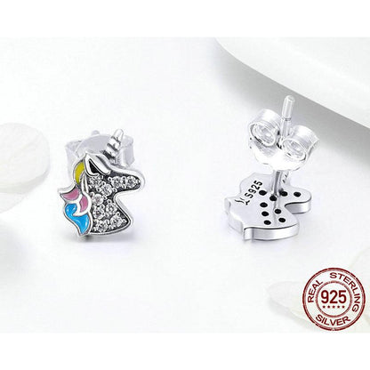 Unicorn Stud Earrings in 925 Sterling Silver by HitMyNeed