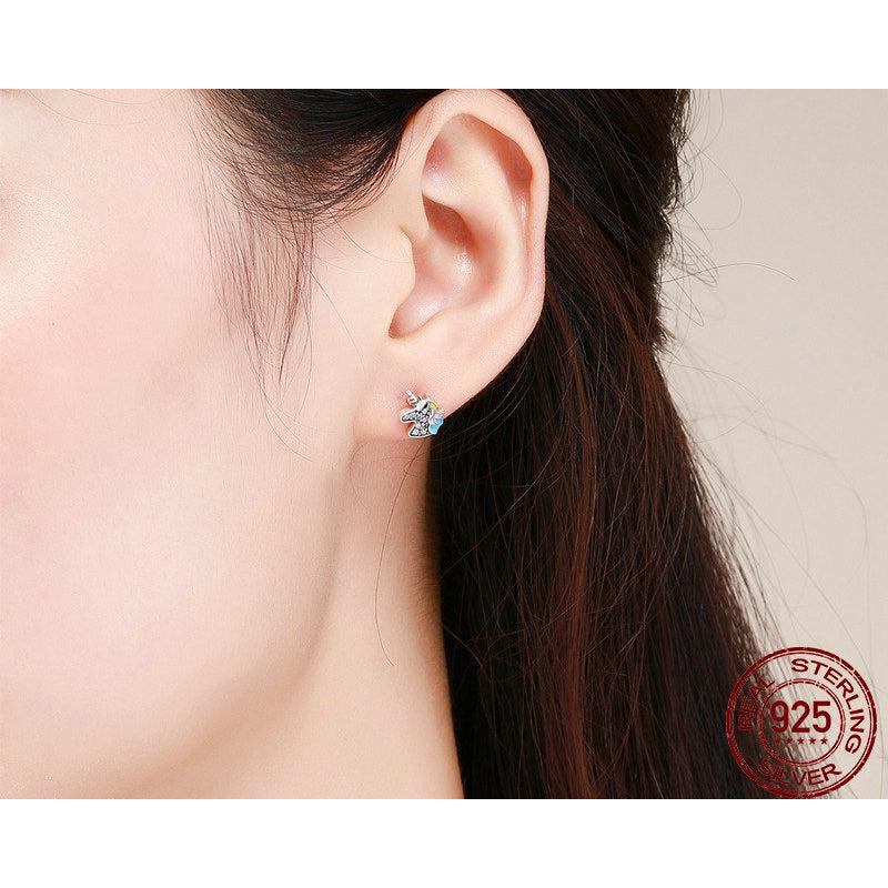Unicorn Stud Earrings in 925 Sterling Silver by HitMyNeed