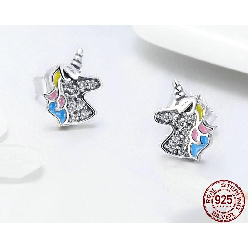 Unicorn Stud Earrings in 925 Sterling Silver by HitMyNeed