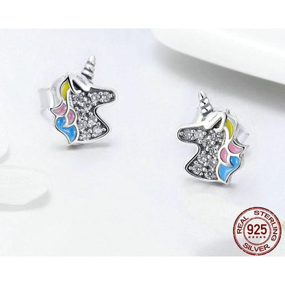 Unicorn Stud Earrings in 925 Sterling Silver by HitMyNeed