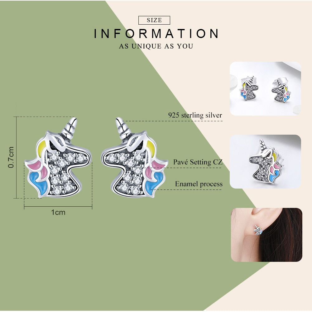 Unicorn Stud Earrings in 925 Sterling Silver by HitMyNeed