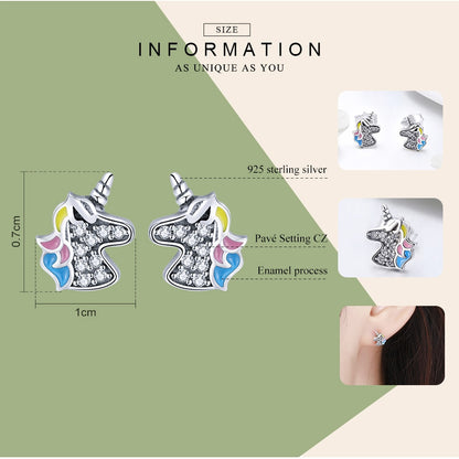 Unicorn Stud Earrings in 925 Sterling Silver by HitMyNeed
