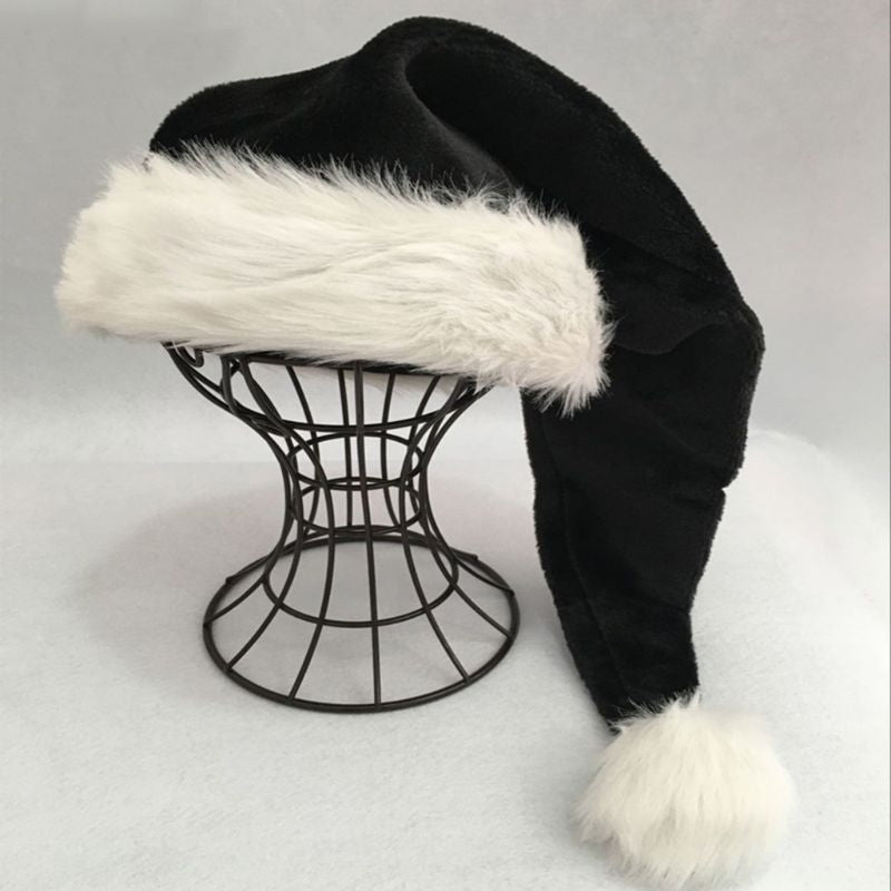 Unique Black Christmas Santa Hat with White Trim by HitMyNeed