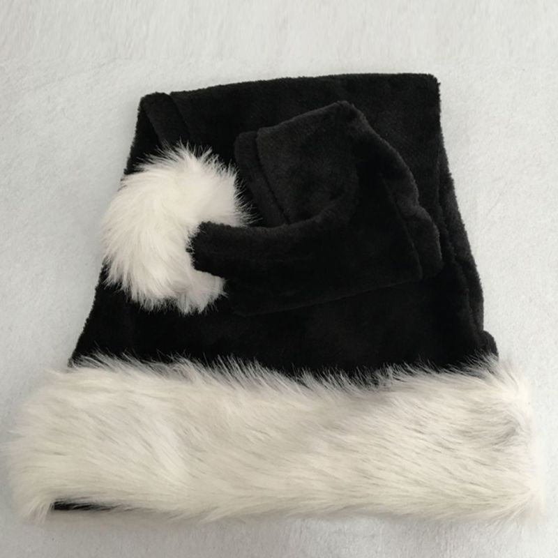 Unique Black Christmas Santa Hat with White Trim by HitMyNeed