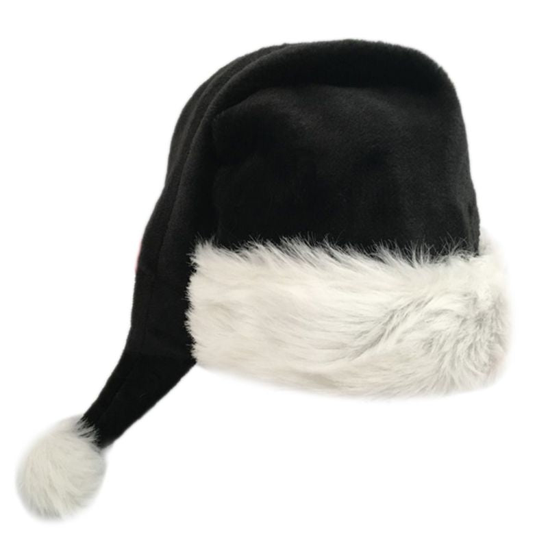 Unique Black Christmas Santa Hat with White Trim by HitMyNeed