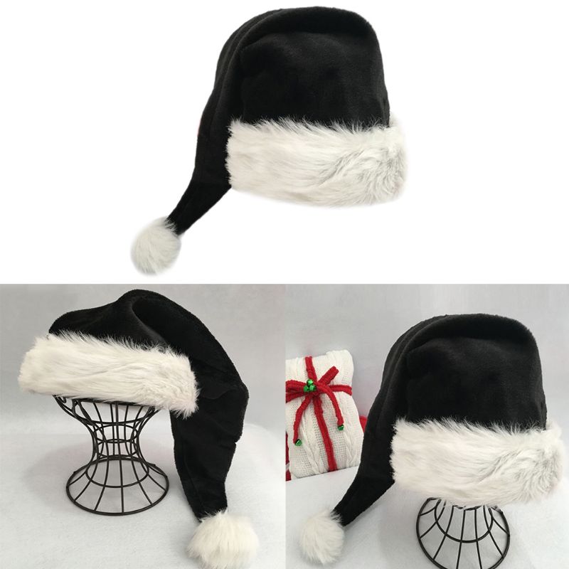 Unique Black Christmas Santa Hat with White Trim by HitMyNeed