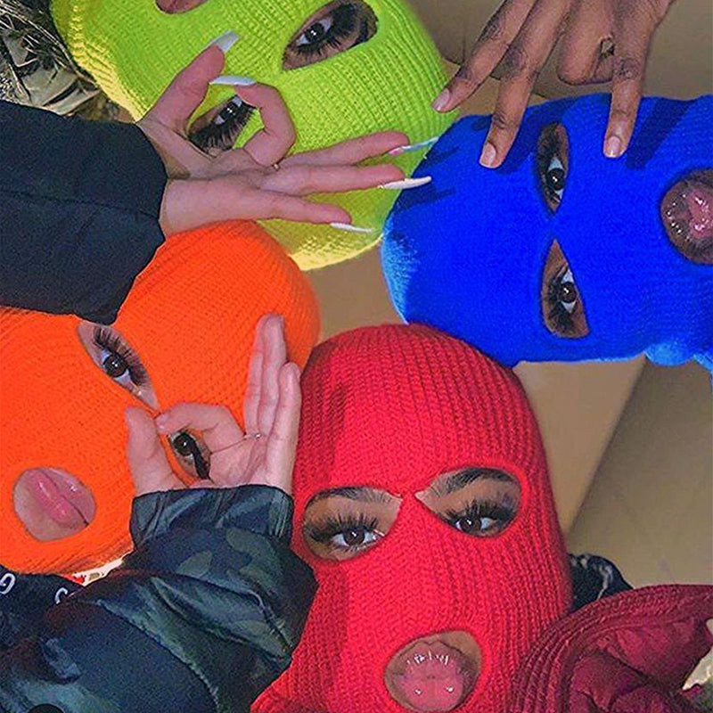 Unisex 3-Hole Knitted Full Face Balaclava Beanie by HitMyNeed
