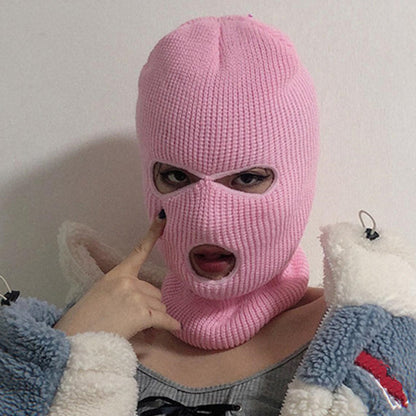 Unisex 3-Hole Knitted Full Face Balaclava Beanie by HitMyNeed