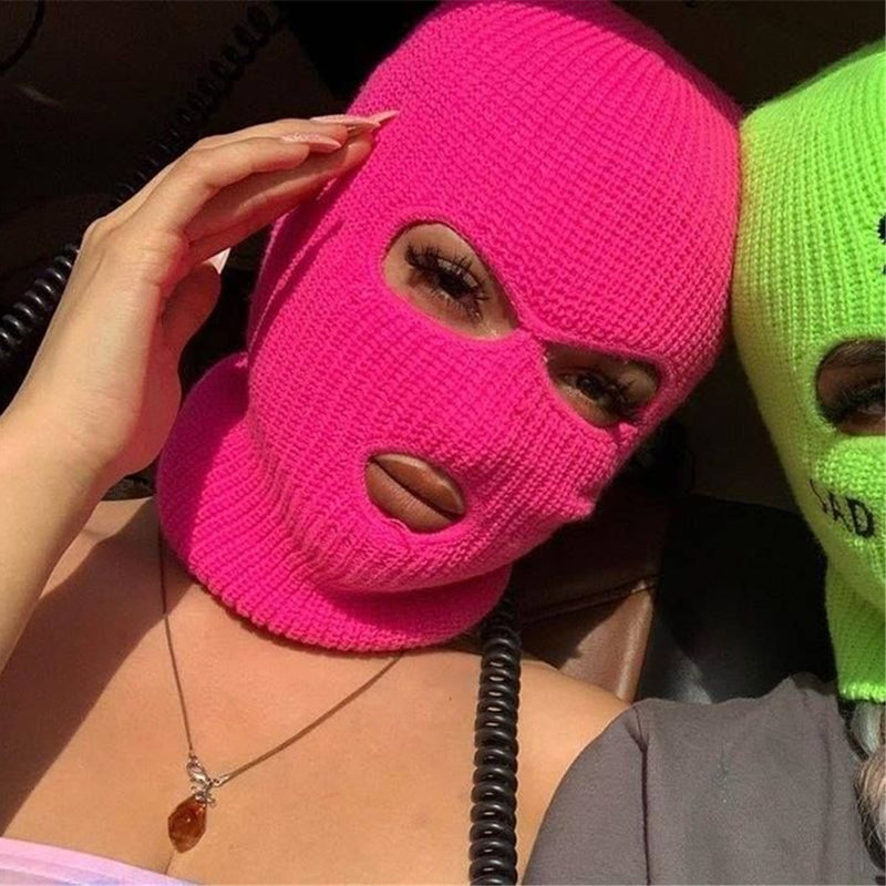 Unisex 3-Hole Knitted Full Face Balaclava Beanie by HitMyNeed