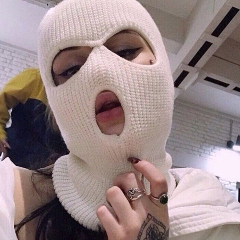 Unisex 3-Hole Knitted Full Face Balaclava Beanie by HitMyNeed