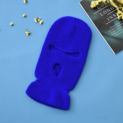 Unisex 3-Hole Knitted Full Face Balaclava Beanie blue by HitMyNeed