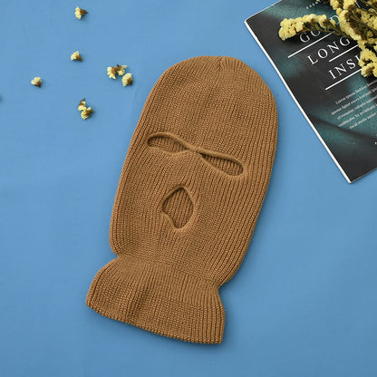 Unisex 3-Hole Knitted Full Face Balaclava Beanie brown by HitMyNeed