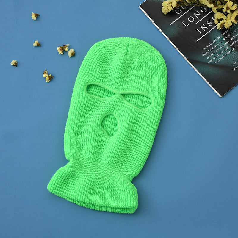 Unisex 3-Hole Knitted Full Face Balaclava Beanie green by HitMyNeed