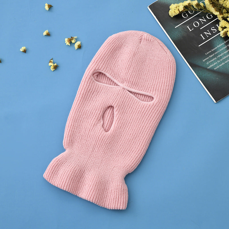 Unisex 3-Hole Knitted Full Face Balaclava Beanie light-pink by HitMyNeed