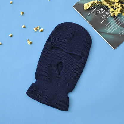 Unisex 3-Hole Knitted Full Face Balaclava Beanie navy by HitMyNeed