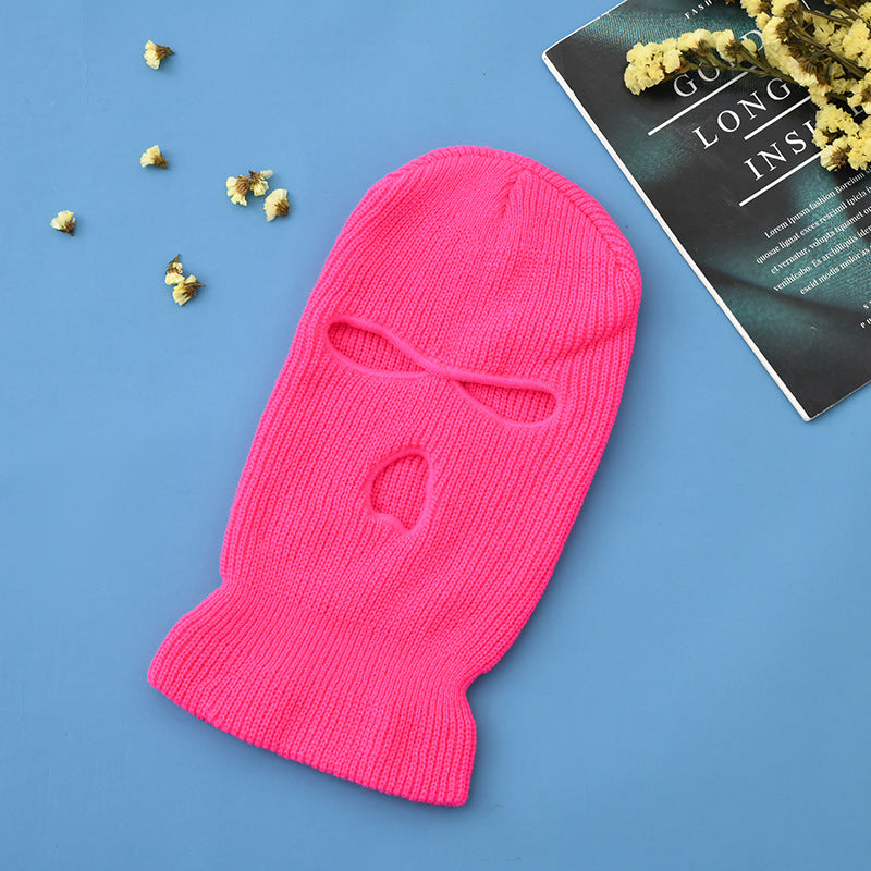 Unisex 3-Hole Knitted Full Face Balaclava Beanie rose by HitMyNeed