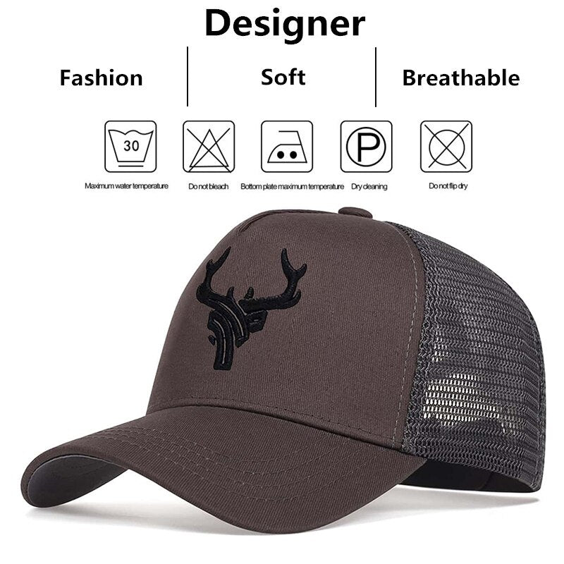 Unisex Antler Embroidered Mesh Baseball Cap by HitMyNeed