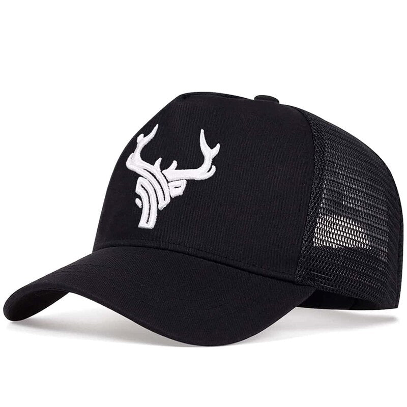 Unisex Antler Embroidered Mesh Baseball Cap black-white by HitMyNeed