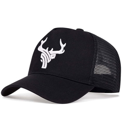 Unisex Antler Embroidered Mesh Baseball Cap black-white by HitMyNeed