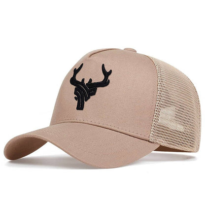 Unisex Antler Embroidered Mesh Baseball Cap khaki by HitMyNeed